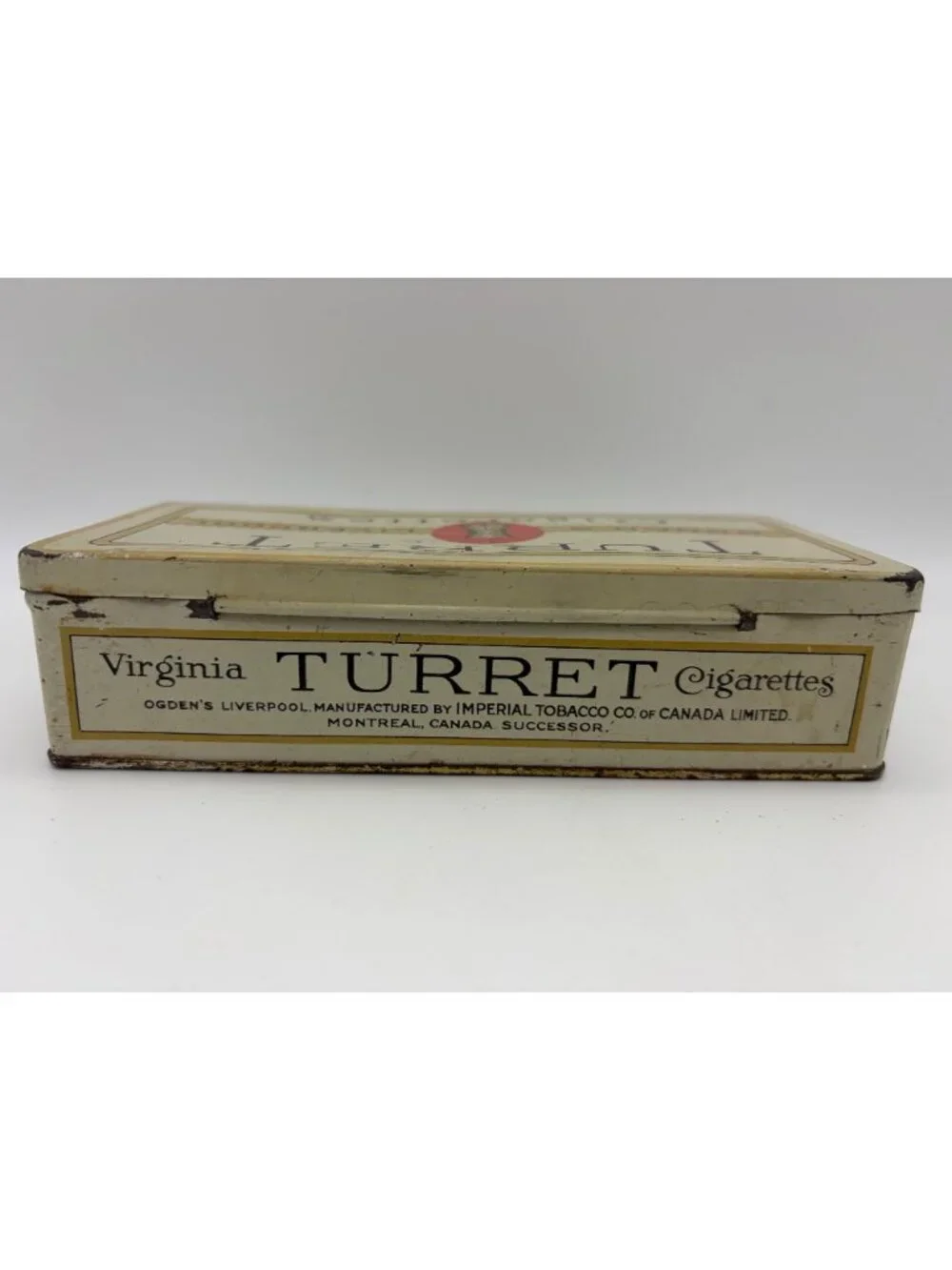 Antique Pair Turret Cigarettes Tins Ogden's Liverpool 50 100 Canadian Tobacciana